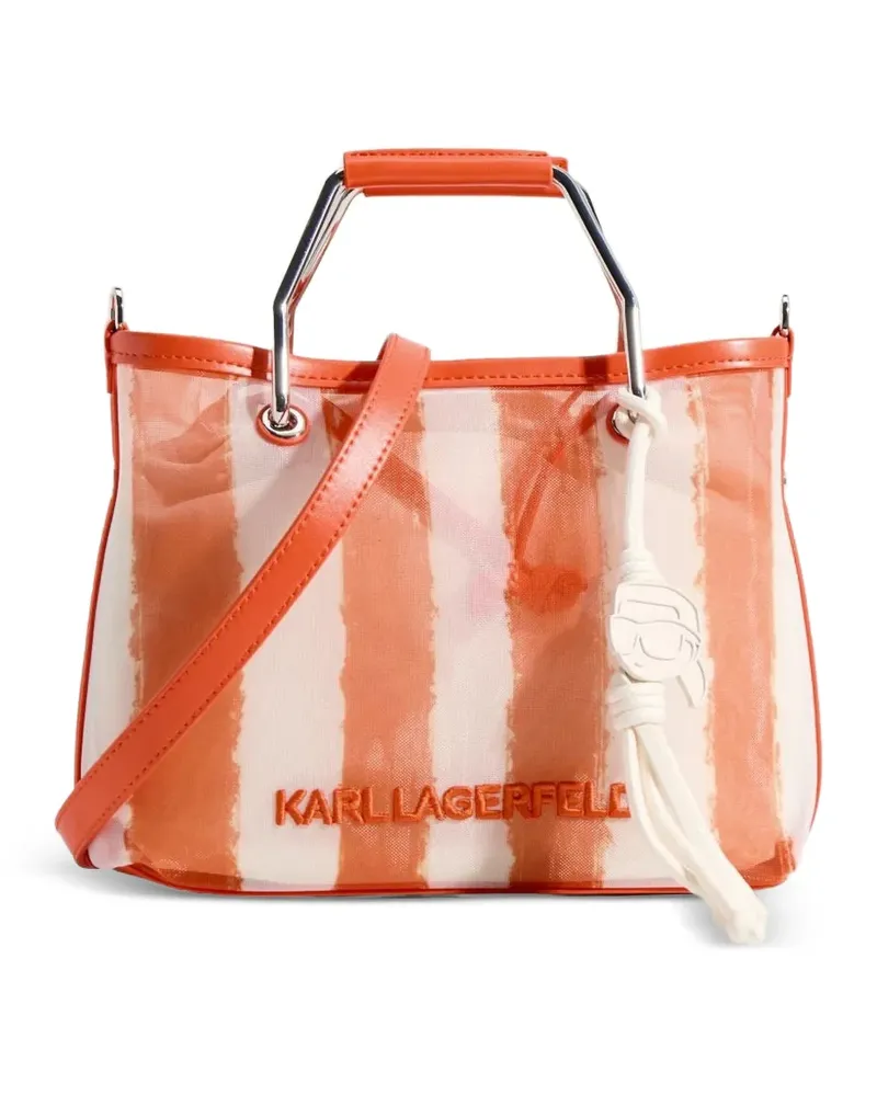 Karl Lagerfeld Ikon striped mesh tote bag - Orange Orange