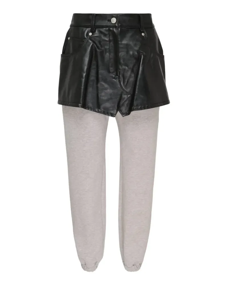 pushBUTTON mini-skirt-layered track pants - Grau Grau