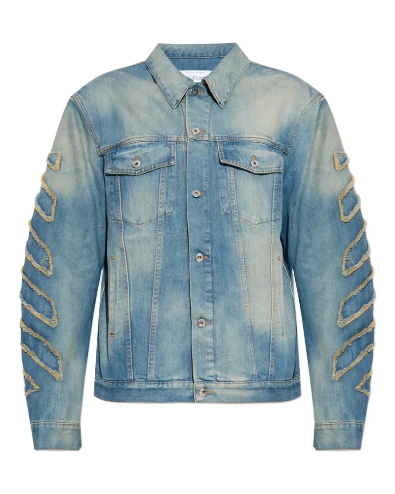 OFF-WHITE frayed denim jacket - Blau Blau