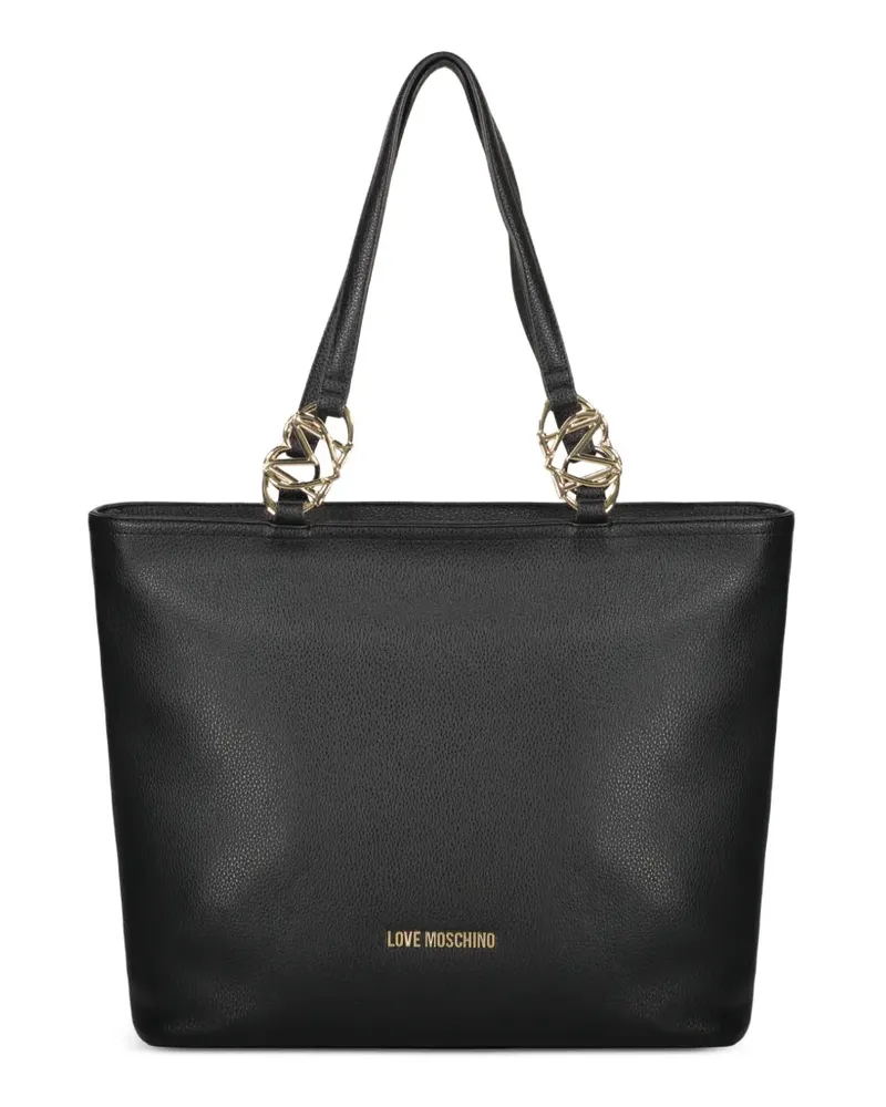 Moschino logo-plaque tote bag - Schwarz Schwarz