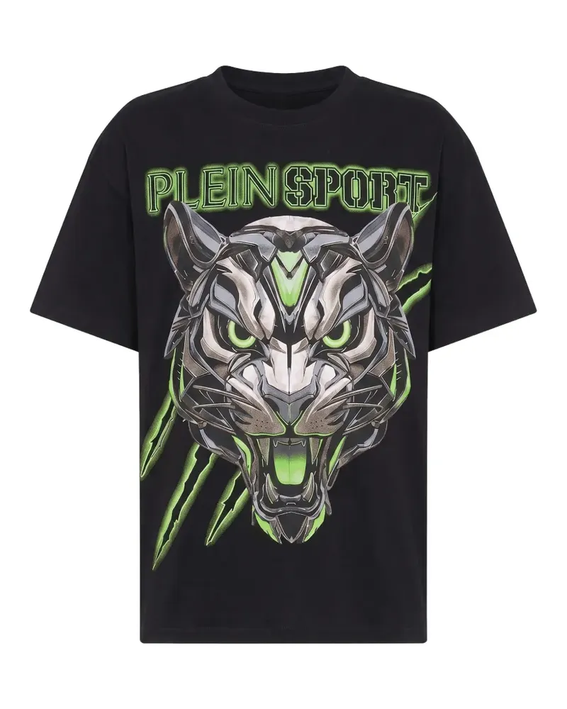Philipp Plein tiger-print logo-print t-shirt - Schwarz Schwarz
