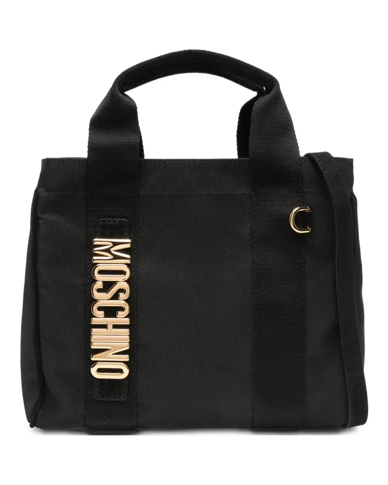 Moschino Kleine Handtasche mit Logo-Schild - Schwarz Schwarz