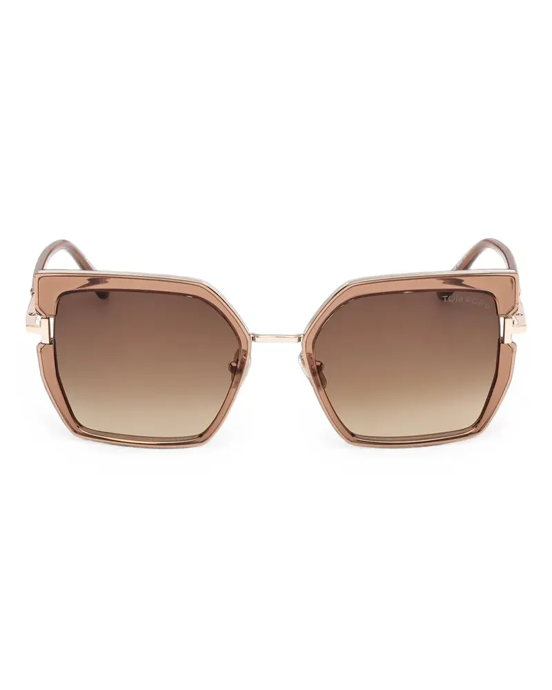 Tom Ford Quinn-02 Sonnenbrille mit geometrischem Gestell - Braun Braun