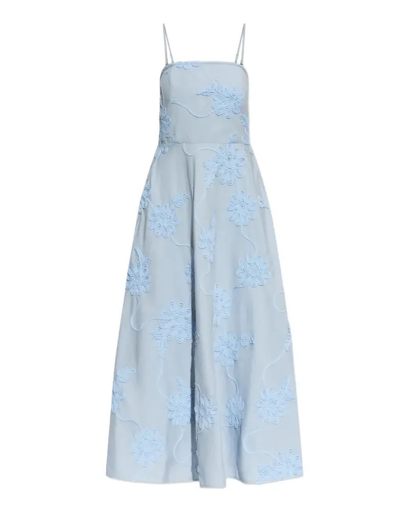 ROTATE Birger Christensen floral-appliqué midi dress - Blau Blau