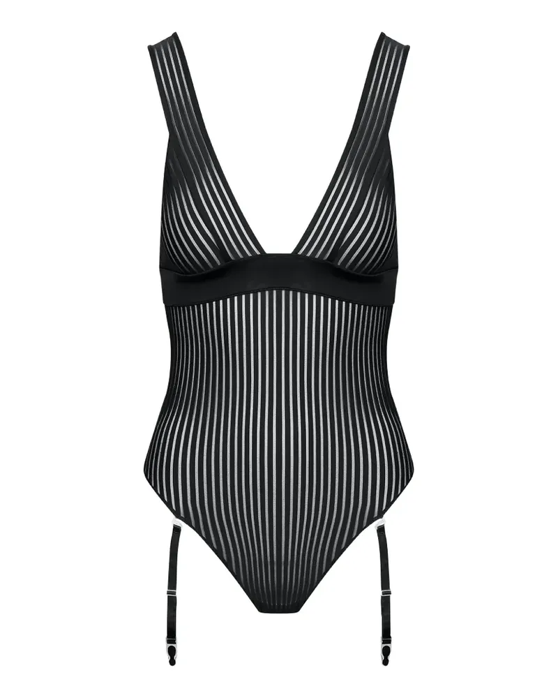 Maison Close Body mit V-Ausschnitt - Schwarz Schwarz