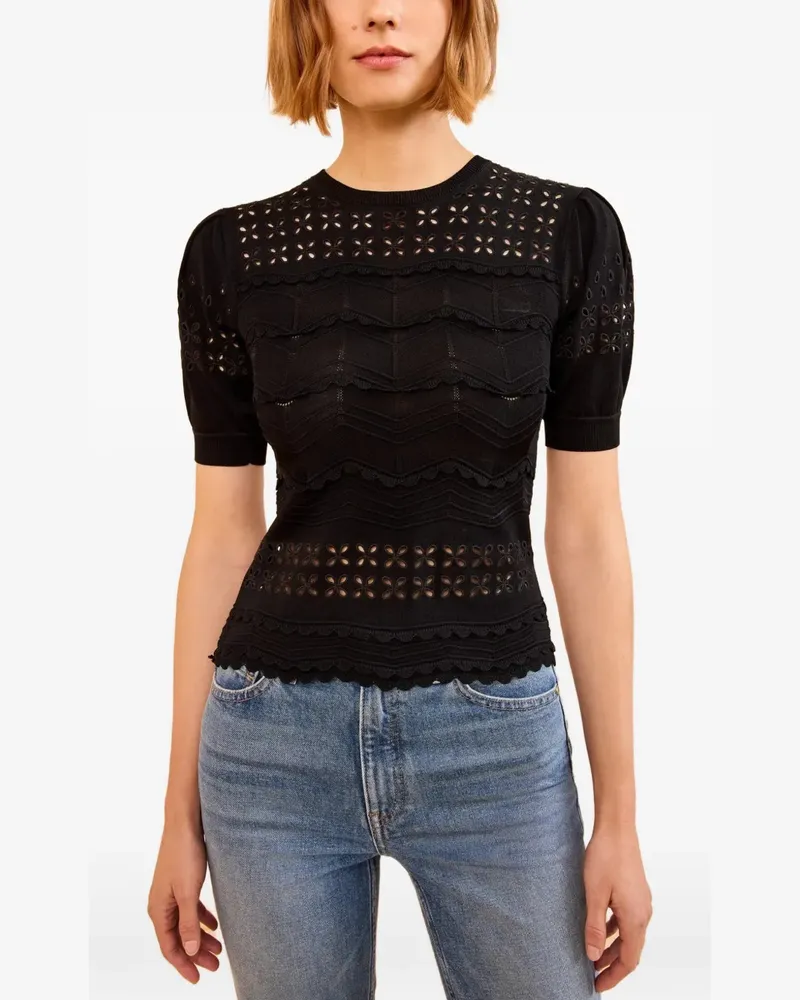 Ulla Johnson Marcelena eyelets-detail ruffled top - Schwarz Schwarz