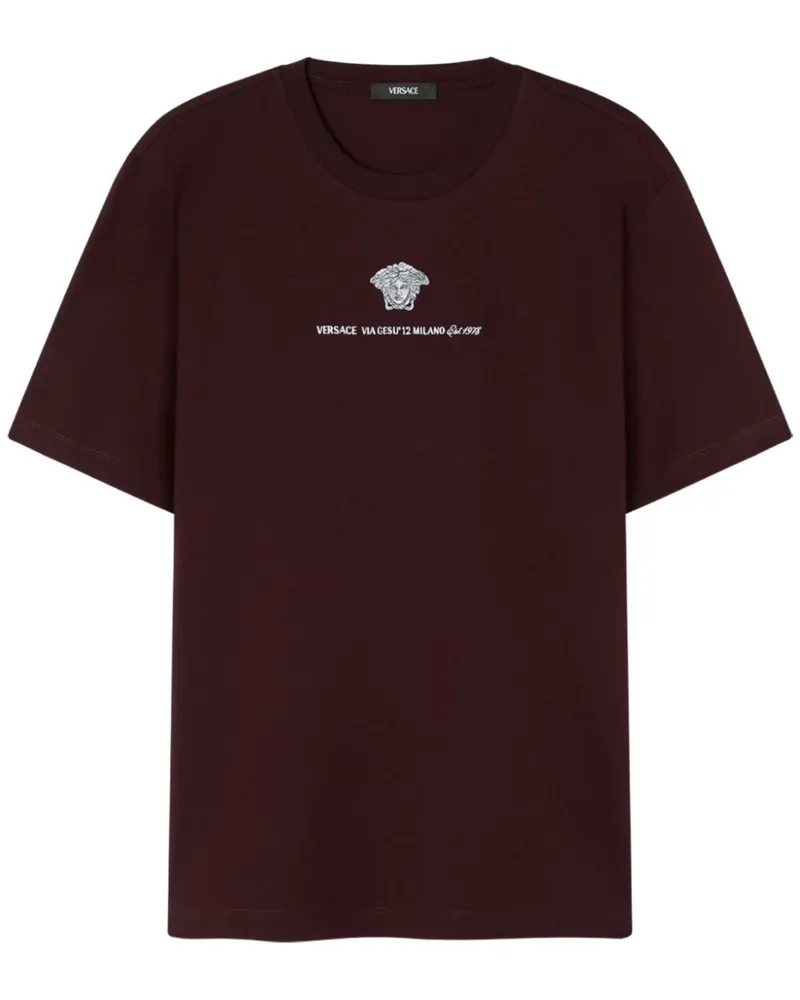 Versace Besticktes Medusa Milano T-Shirt - Braun Braun