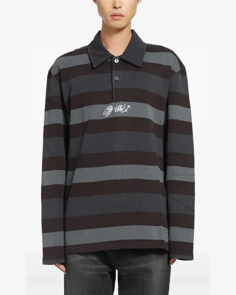 OFF-WHITE striped long-sleeve polo shirt - Grau Grau