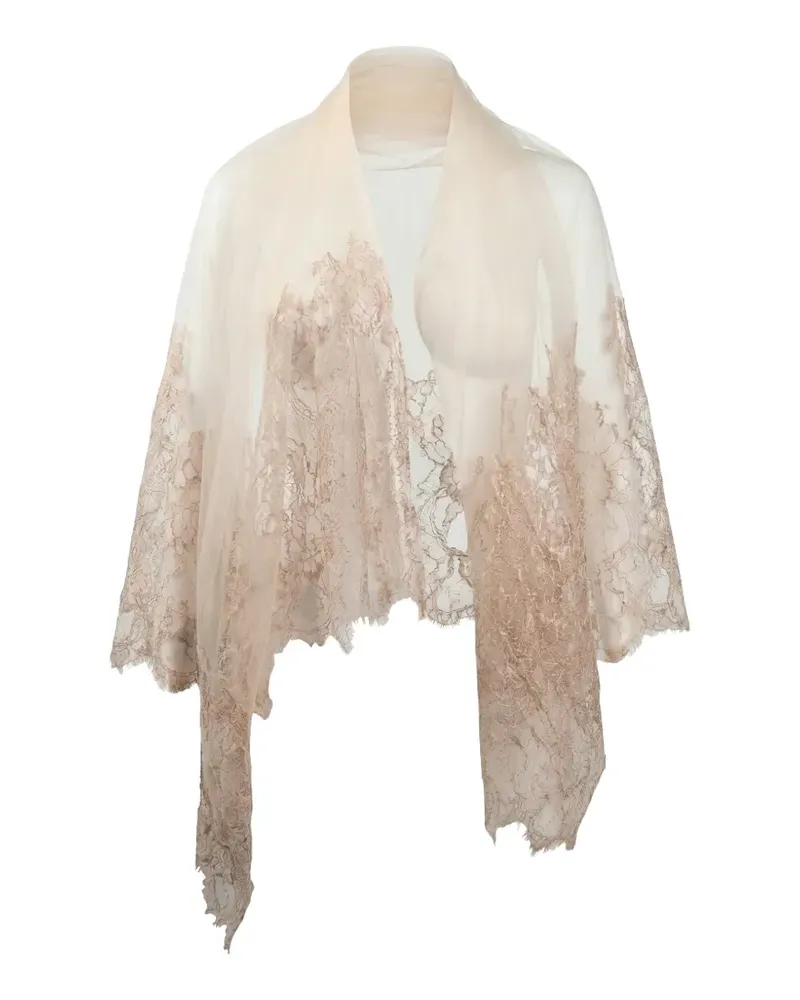 Valentino Garavani lace-trimmed tulle scarf - Nude Nude
