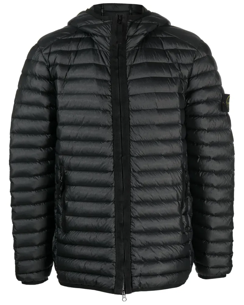 Stone Island Gefütterte Kapuzenjacke - Schwarz Schwarz