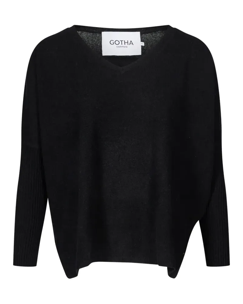 Gotha Faustine V-neck ribbed-sleeve sweater - Schwarz Schwarz