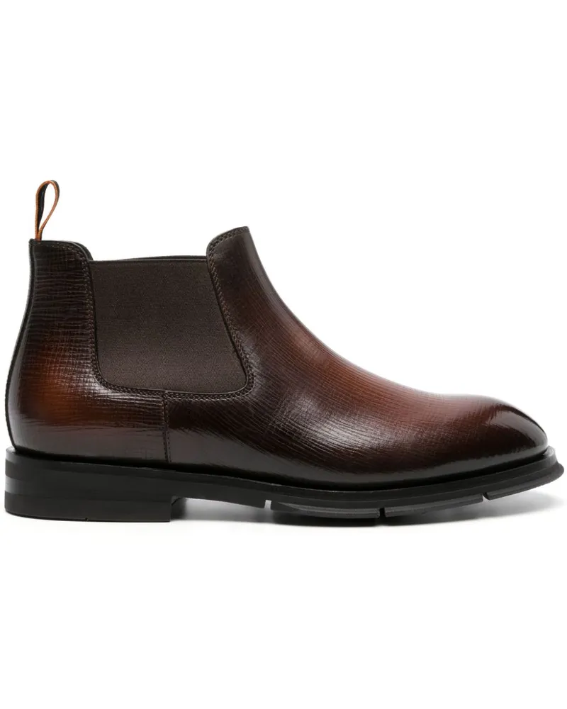 Santoni Chelsea-Boots aus strukturiertem Leder Braun