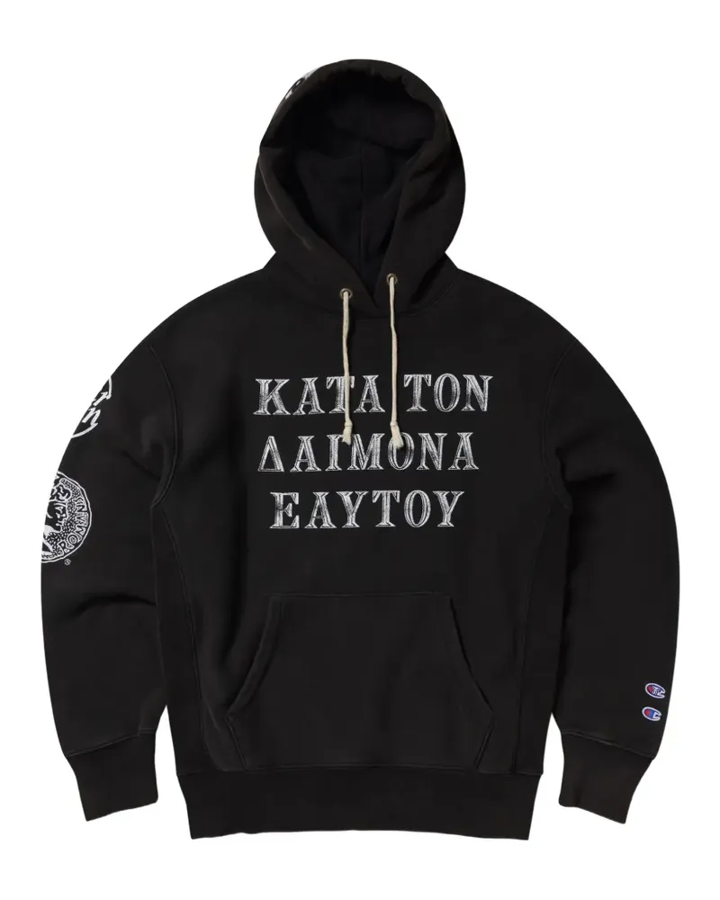 Champion x Aries graphic-print drawstring hoodie - Schwarz Schwarz