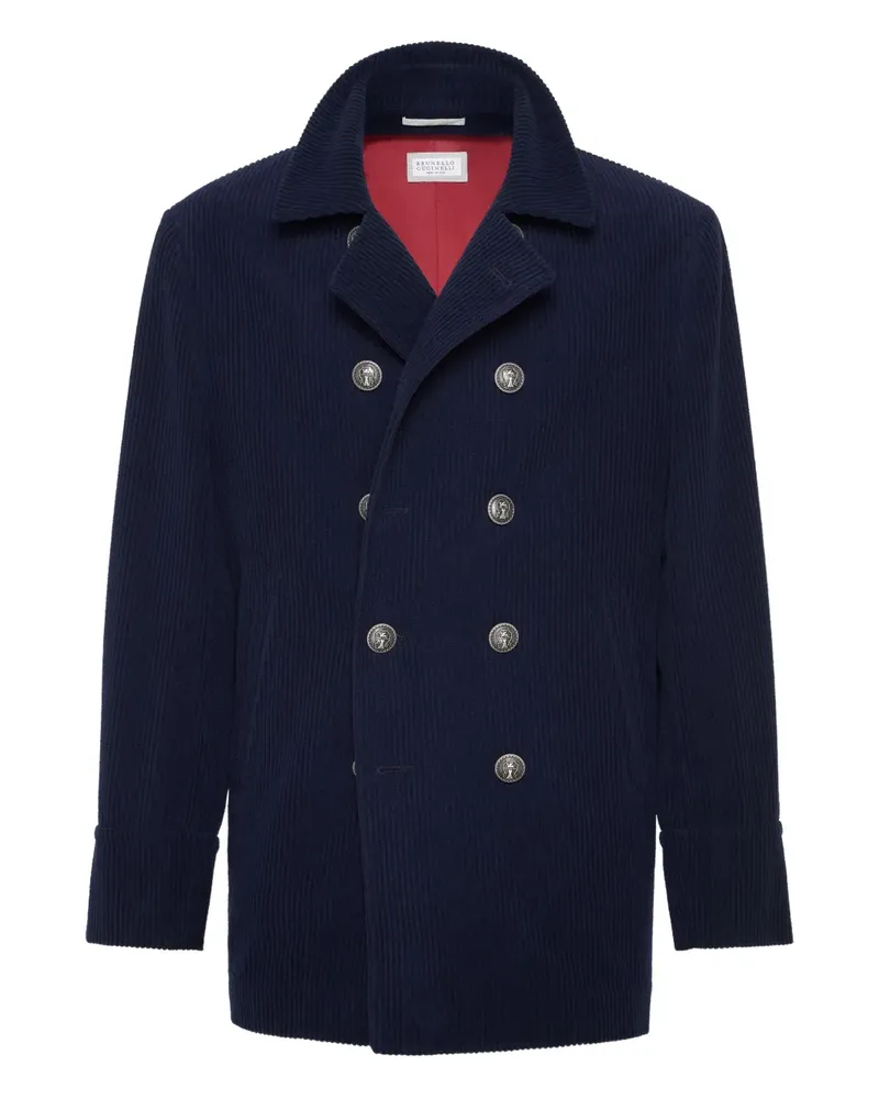 Brunello Cucinelli Doppelreihige Cordjacke - Blau Blau