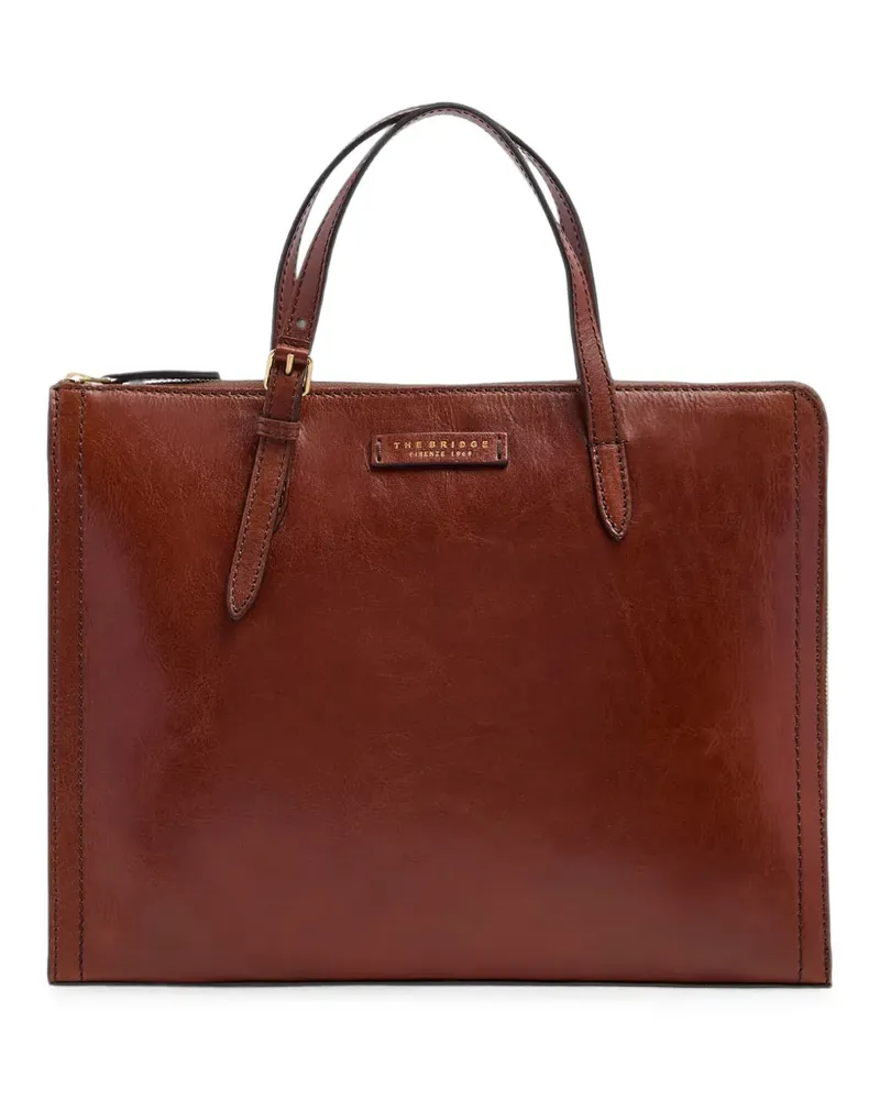 The Bridge Monica logo-plaque laptop bag - Braun Braun