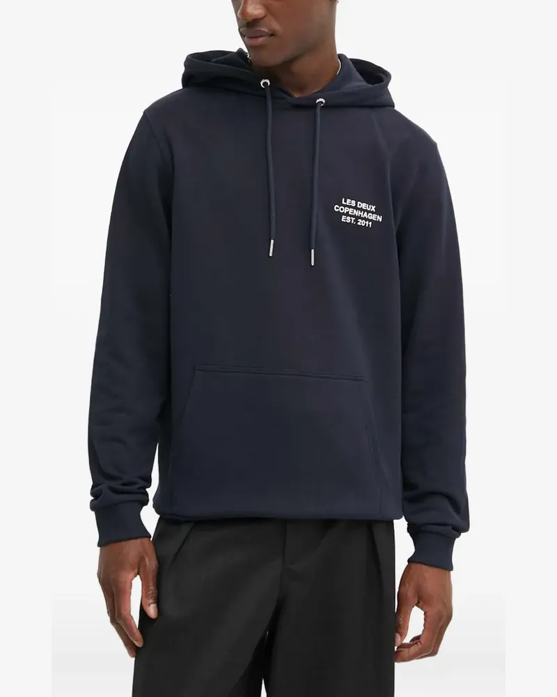 LES DEUX logo hooded sweatshirt - Blau Blau