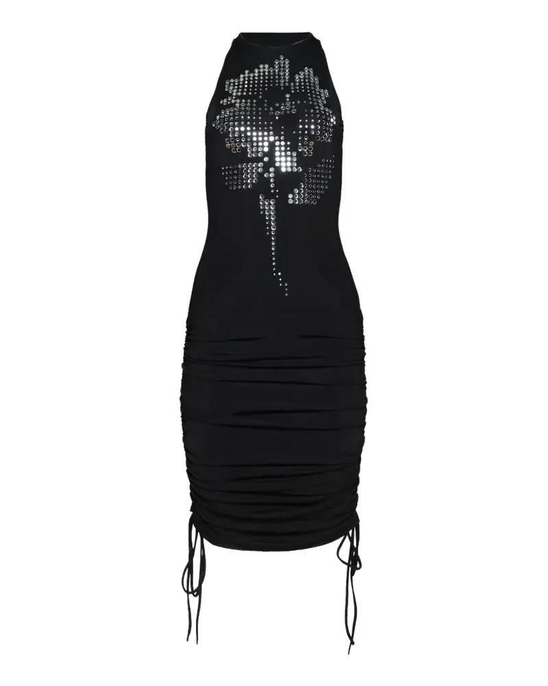 David Koma Gerafftes Kleid mit verspiegelten Blumen - Schwarz Schwarz