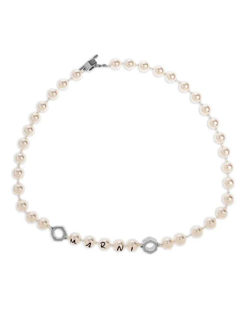 Marni pearl crystal necklace - Nude Nude