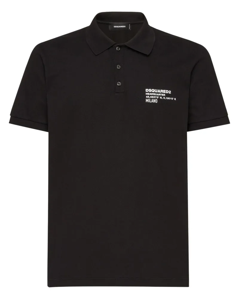Dsquared2 Poloshirt mit Logo-Print - Schwarz Schwarz
