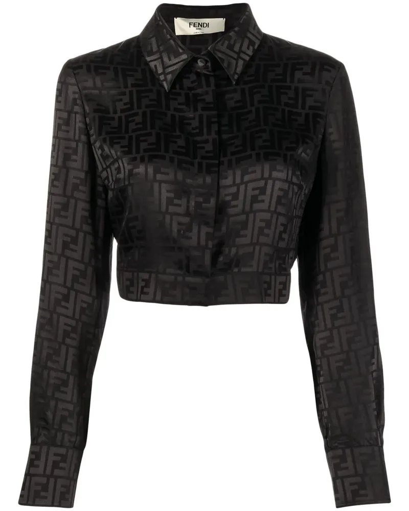 Fendi Seidenhemd mit FF-Muster - Schwarz Schwarz