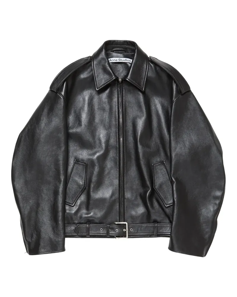 Acne Studios Lederjacke mit Gürtel - Schwarz Schwarz