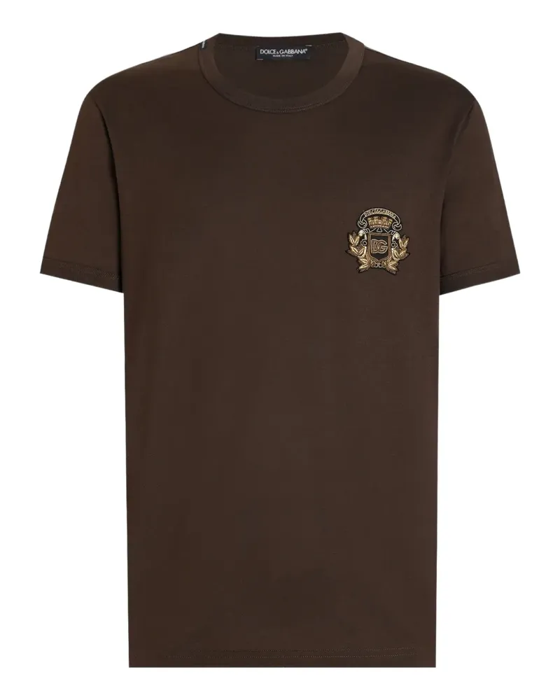 Dolce & Gabbana T-Shirt mit Wappendetail - Braun Braun