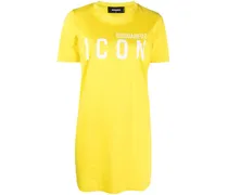 T-Shirtkleid mit Logo-Print - Gelb