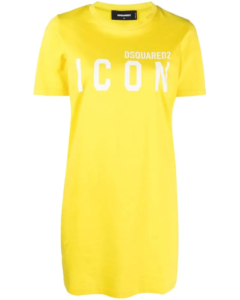 Dsquared2 T-Shirtkleid mit Logo-Print - Gelb Gelb