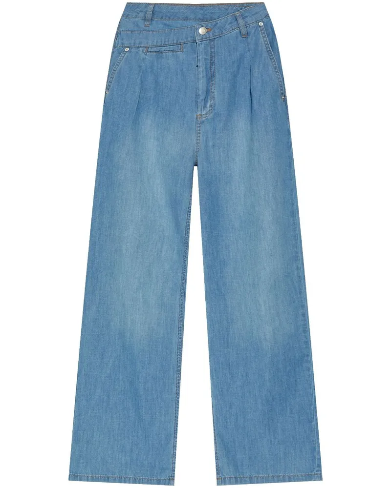 MUNTHE Wide-Leg-Jeans mit Logo-Patch Blau