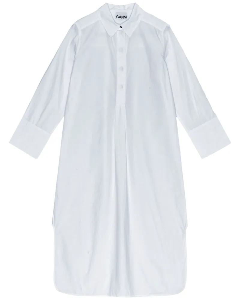 Ganni Popeline-Hemdkleid aus Bio-Baumwolle - Weiß Weiß