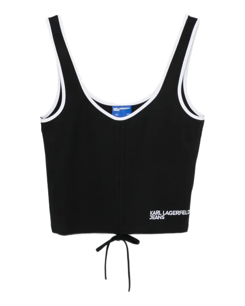 Karl Lagerfeld contrast-trim drawstring-hem top - Schwarz Schwarz