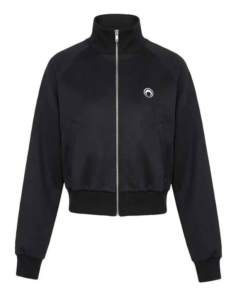 Marine Serre moon-logo zipped sweatshirt organic-cotton - Schwarz Schwarz