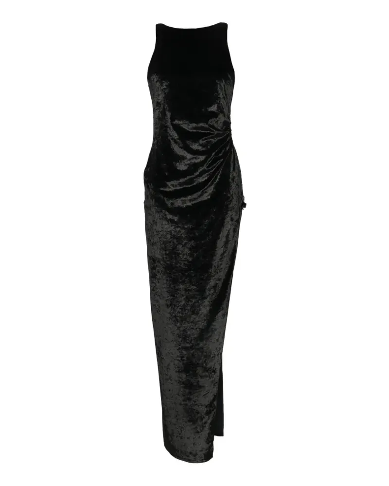 Dondup velvet side-slit midi dress - Schwarz Schwarz