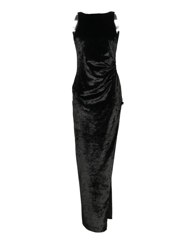 Dondup velvet side-slit midi dress - Schwarz Schwarz