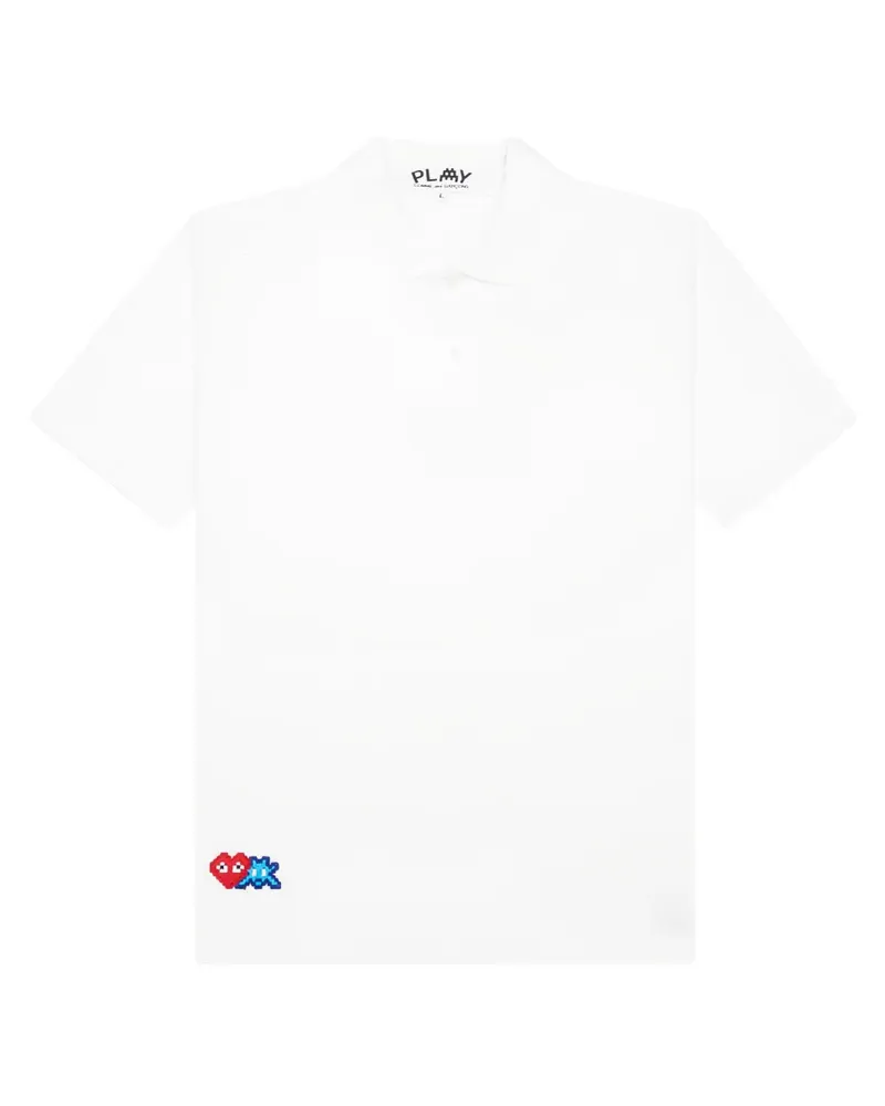 Comme des Garçons x Invader Poloshirt mit Pixel-Herz - Weiß Weiß