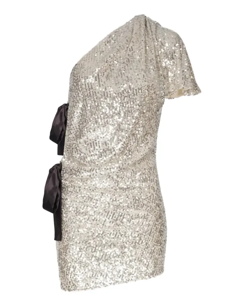 In The Mood for Love sequin-embellished bow-detail mini dress - Silber Silber