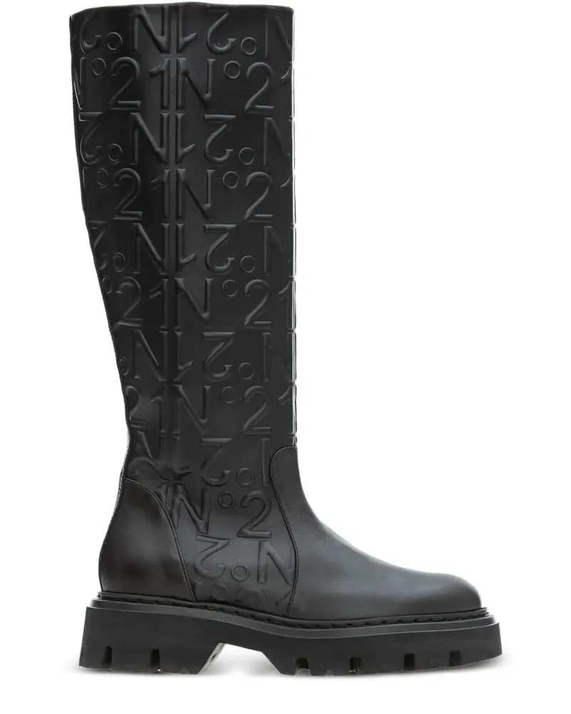 N° 21 Stiefel aus Leder - Schwarz Schwarz