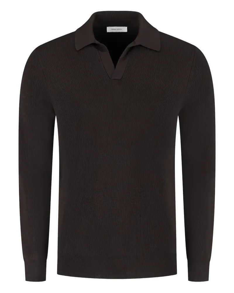 Gran Sasso Gerippter Pullover mit Poloshirtkragen - Braun Braun