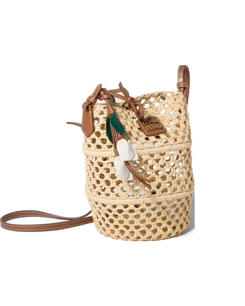 Miu Miu Häkelbeutel aus Raffia - Nude Nude