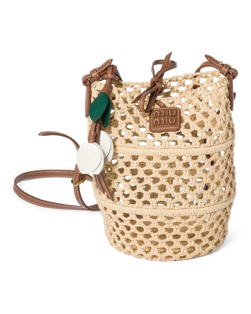 Miu Miu Häkelbeutel aus Raffia - Nude Nude