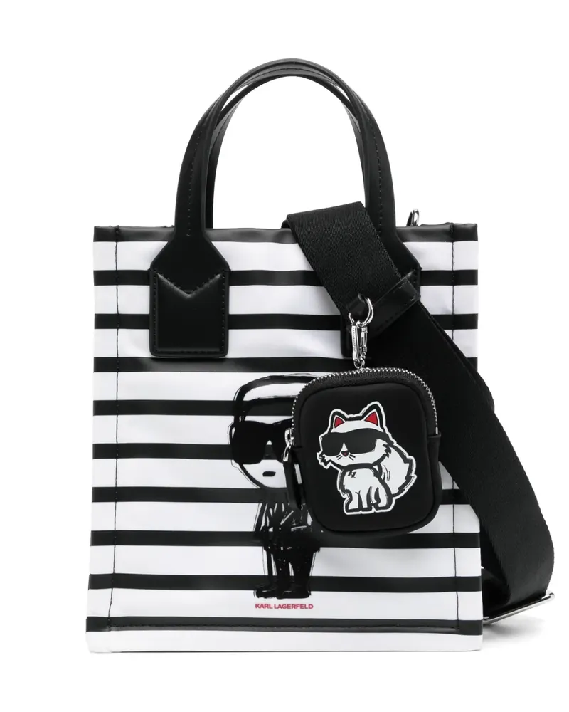 Karl Lagerfeld Kleine Ikon Striped Tote Bag - Schwarz Schwarz