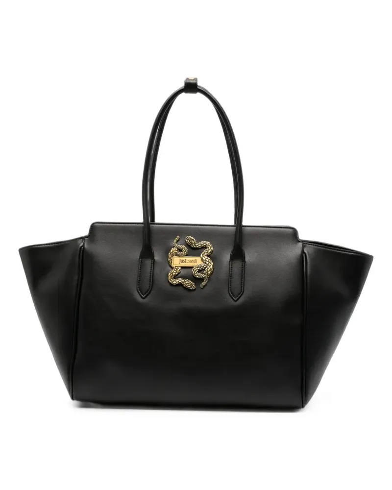 Just Cavalli Tote Bag mit Schlangen-Schild - Schwarz Schwarz