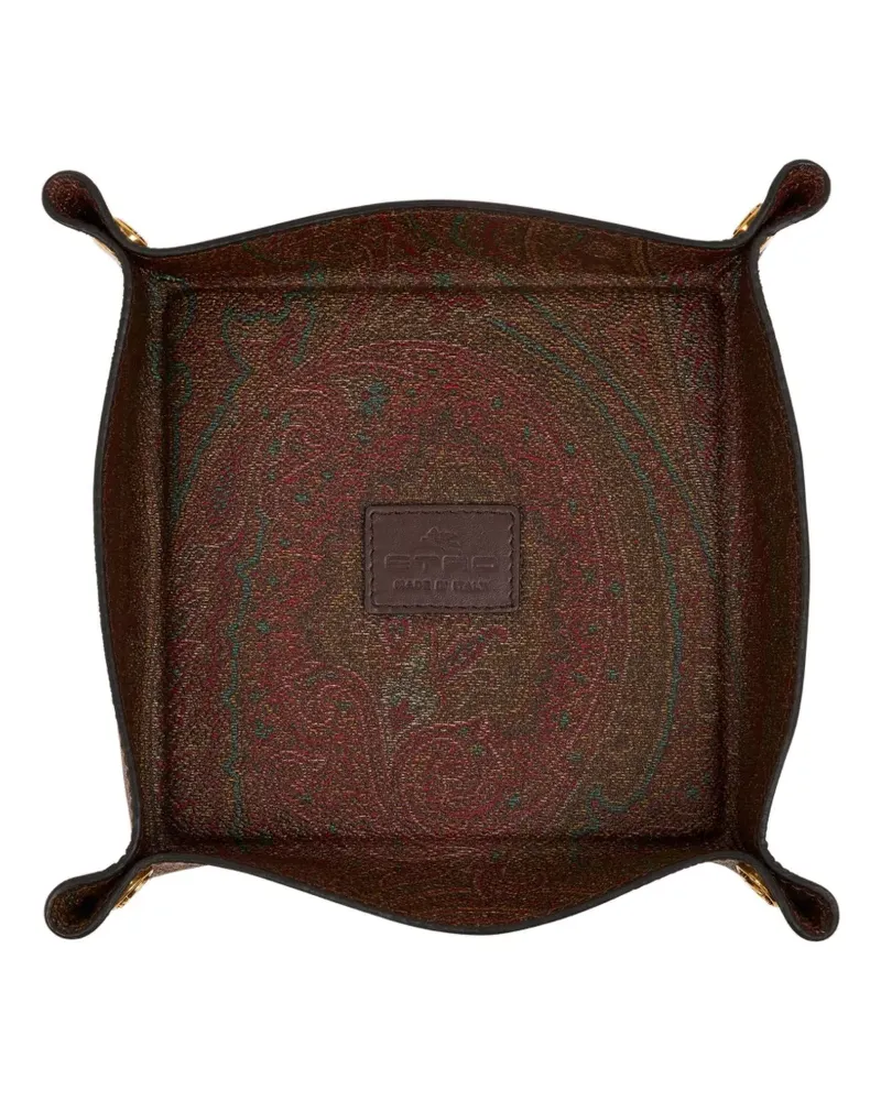 Etro Eckiges Tablett mit Paisleymuster (15cm x 15cm) - Braun Braun