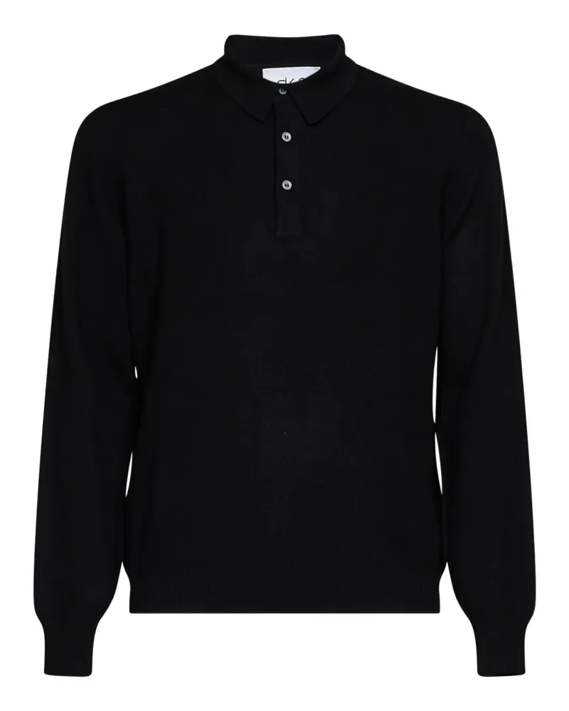 D4.0 Langärmeliges Poloshirt - Schwarz Schwarz