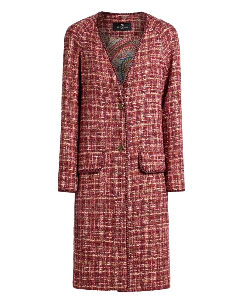 Etro Einreihiger Tweed-Mantel - Rot Rot
