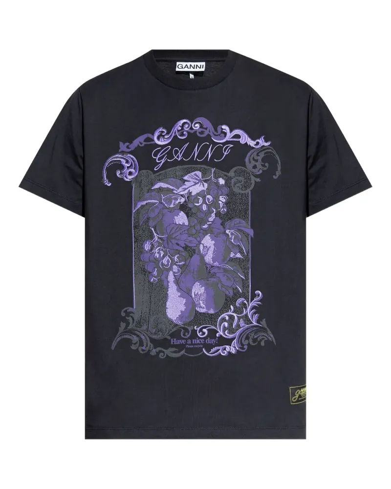 Ganni Klassisches T-Shirt - Schwarz Schwarz