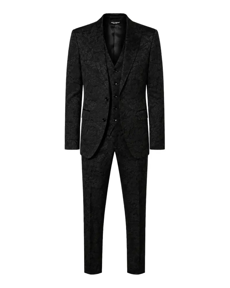 Dolce & Gabbana Martini Anzug aus Blumenbrokat - Schwarz Schwarz