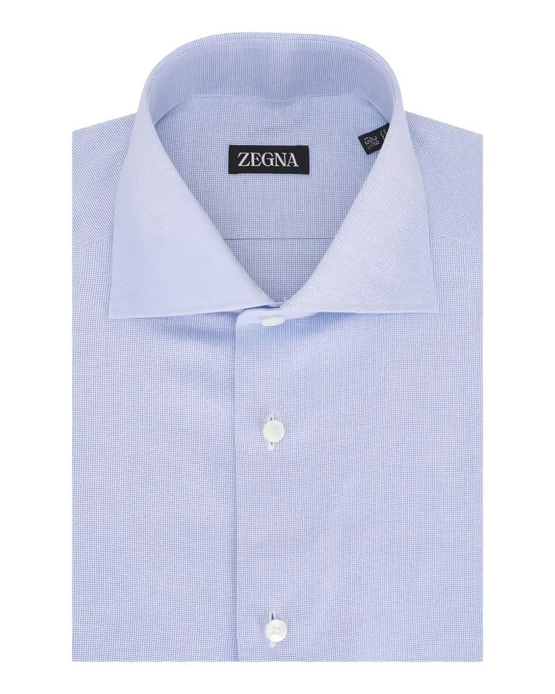 Ermenegildo Zegna Fein kariertes Hemd - Blau Blau