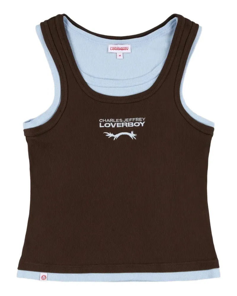 Charles Jeffrey Loverboy layered logo-print vest - Braun Braun