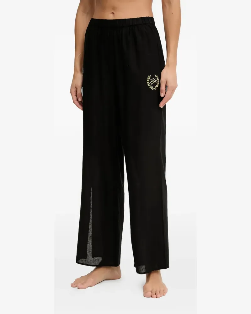 Karl Lagerfeld embroidery straight-leg trousers - Schwarz Schwarz
